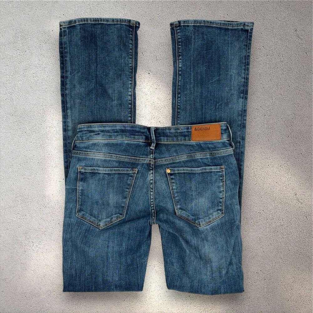 H&M &DENIM Low Waist Bootcut Jeans Women's 28/34 Blue Dark Wash Western Chic Y2K